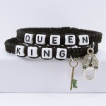 Queen-King zsinóros páros karkötő kulccsal és lakattal
