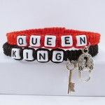 Queen King páros zsinóros karkötő kulccsal és lakattal többféle színben